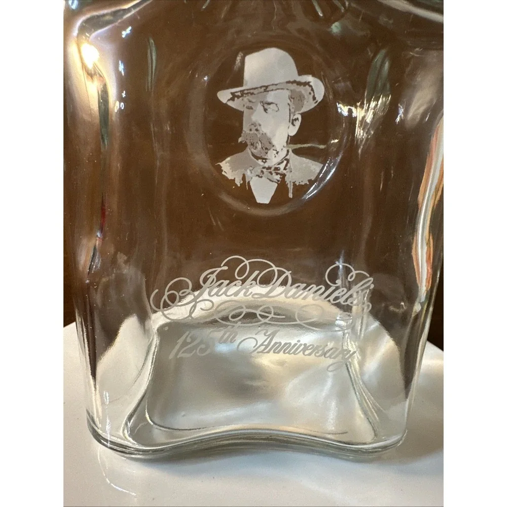 Jack Daniel's 125th Anniversary Clear Glass Decanter Bottle w/ Stopper